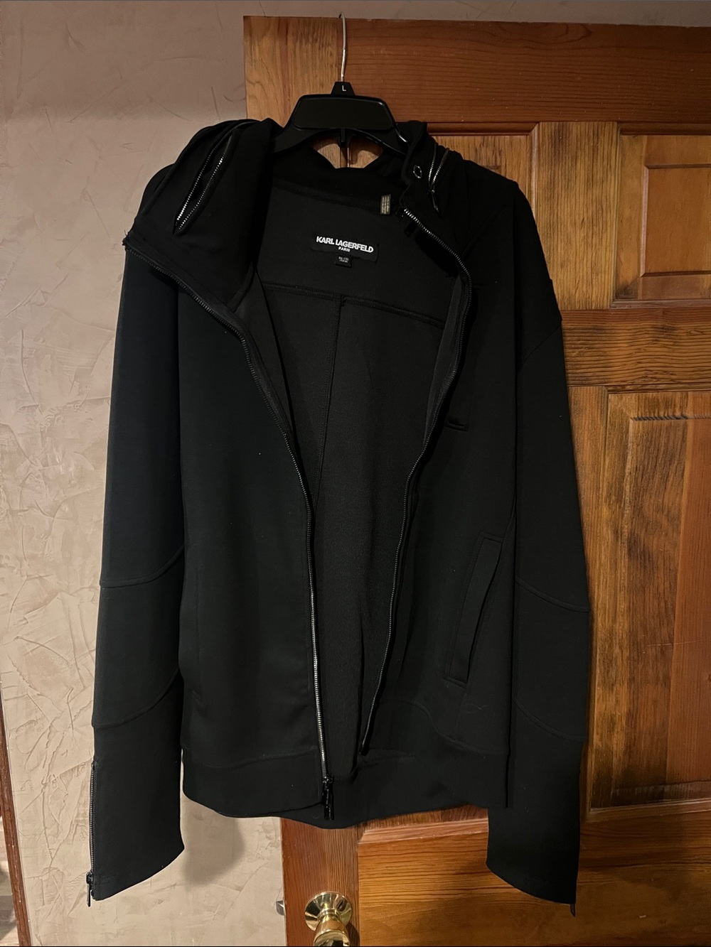 Karl Lagerfeld Black Men's Zip-Up Hooded Sweater Jacket